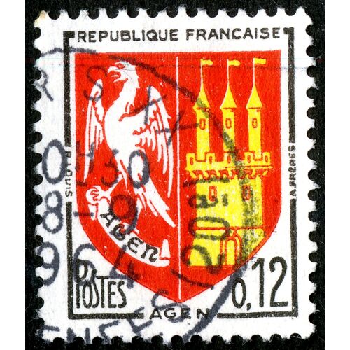 Timbre Oblitéré République Française , Agen , Postes , 0,12