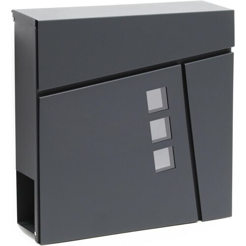 Bc-elec - SHWMB001 Boîte aux lettres murale en acier galvanisé anthracite avec compartiment inférieur pour journaux