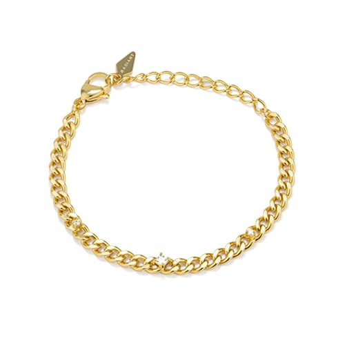 Bracelet Femme Radiant Ry000283a En Acier Inoxydable Doré - Design Gourmette Avec Cristaux Sertis