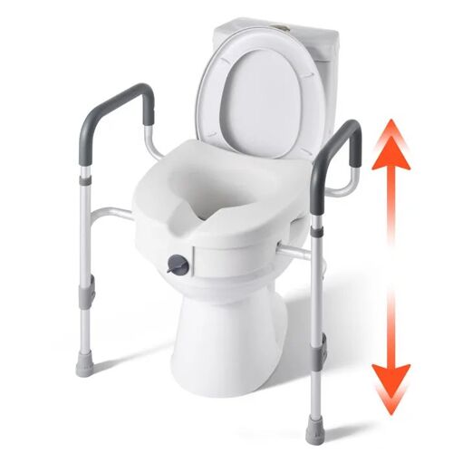 Réhausseur De Toilette-Duoku-Avec Accoudoirs, Siège Wc Surélevé 12,7 Cm, Largeur Ajustable, Capacité 159 Kg, Idéal Pour Seniors 