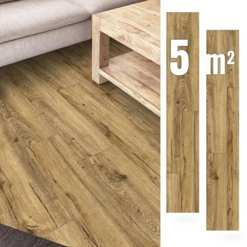 Lames PVC Adhésives 5m² - Effet Bois Marron - Revêtement de sol imperméable - 36 pièces