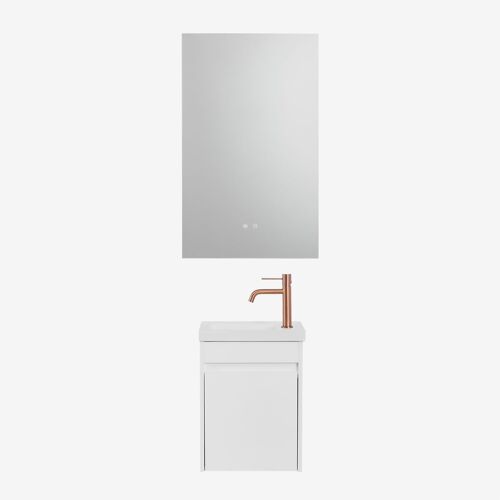 Ensemble de meuble de salle de bain suspendu en bois avec lavabo intégré Narek