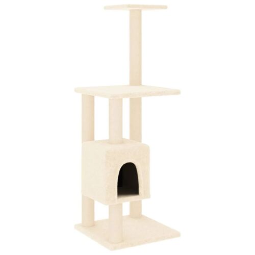 Arbre À Chat Meuble Tour Grimper Jouet Grattage Grattoir Escalade Plateforme Avec Griffoirs En Sisal 104 Cm Crème Helloshop26 02_0022449