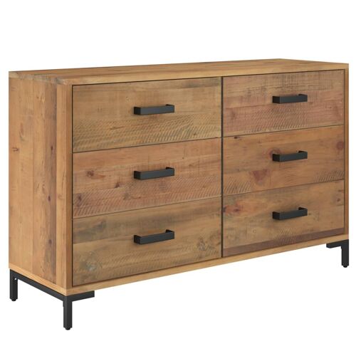 Buffet bahut commode armoire meuble de rangement organisateur cuisine salle de séjour salon 110 x 35 x 70 cm bois de pin massif marron 02_0035715