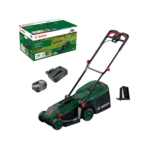 Tondeuse à gazon sans fil ROTAK18V-34 - BOSCH - avec 1 batterie 4,0 Ah - chargeur - 06008B9N00