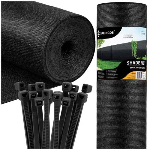 Springos® Filet D'ombrage Noir 1,5 X 25 M 140 G/M² - Brise-Vue + 100 Colliers De Serrage