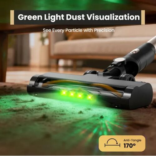 Aspirateur Balai Sans Fil 180W – Léger, LED, Brosse Anti-N?uds et Tube Télescopique