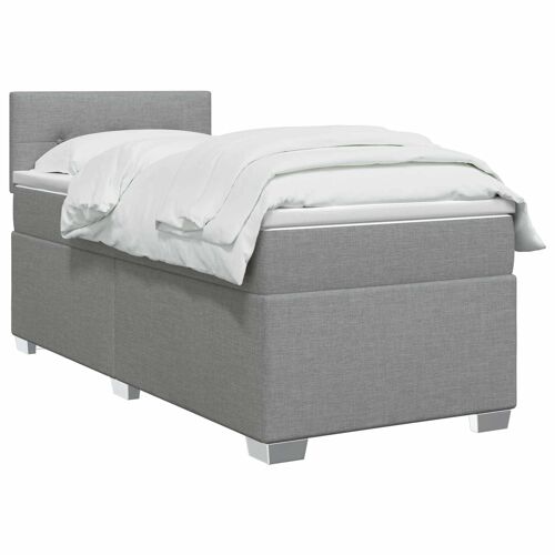 vidaXL Lit de box spring avec matelas et LED Gris clair Simple Tissu