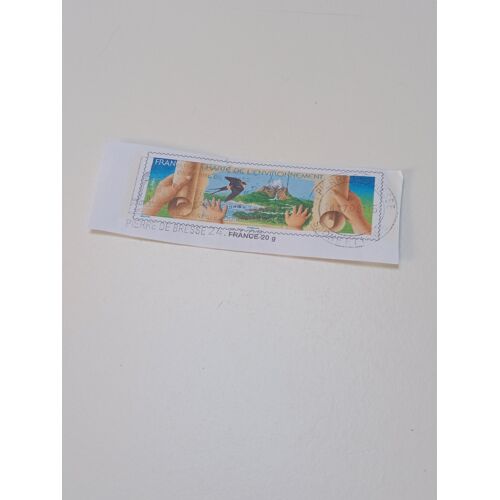 Timbre France Imprimé 0,53e Yvert N° 3801 Charte De L'Environnement Mains D'Adulte Et D'Enfant, Paysage Verdoyant (Cascade, Rivière, Hirondelle) De 2005 T