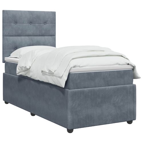 vidaXL Lit boxspring avec matelas Gris foncé Simple Velours