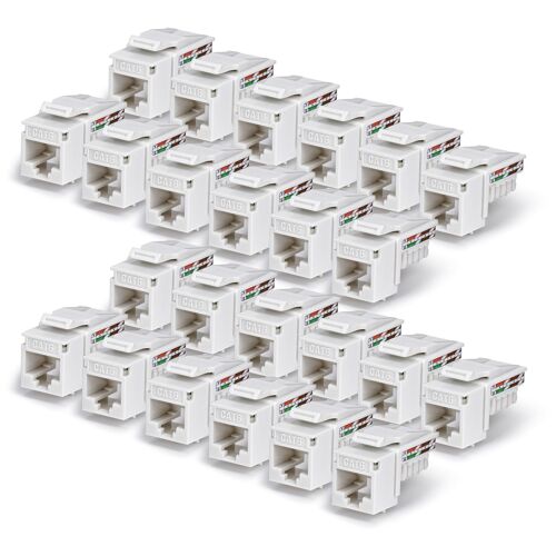 StarTech.com Jack Keystone Cat6, Lot de 24 Prises Ethernet RJ45 Keystone, Prise Murale UTP Cat6, Connecteur à 90 Degrés 110 Punch Down, Blanc