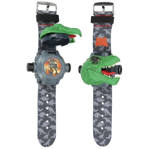 Dino World + Action 0412637 Montre Bracelet Mâle Quartz Gris, Vert Gris