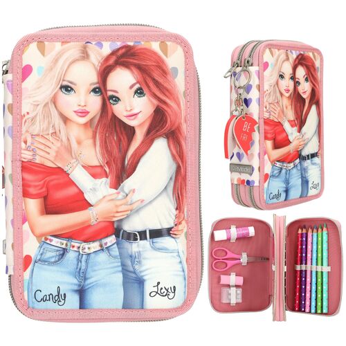 Topmodel 0413708 Trousse À Crayons Polyester, Silicone, Polypropylène (Pp), Papier Rose, Multicolore