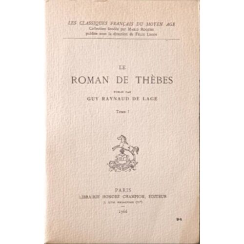 Le Roman De Thèbes Tome 1