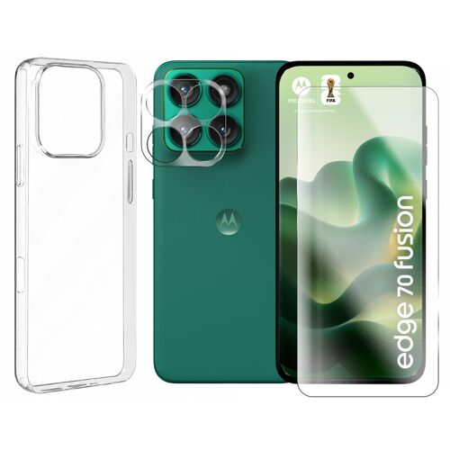 Verre trempé incurvé pour Motorola Edge 70 FUSION 5G 6,78"" XT2605-1 + Verre Trempé Caméra Arrière + Coque transparente souple silicone - Visiodirect -