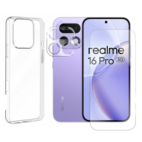 Verre Trempé pour Realme 16 Pro 5G 6,78"" RMX5121 RMX5120 + Verre Trempé Caméra Arrière + Coque transparente souple silicone - Visiodirect -