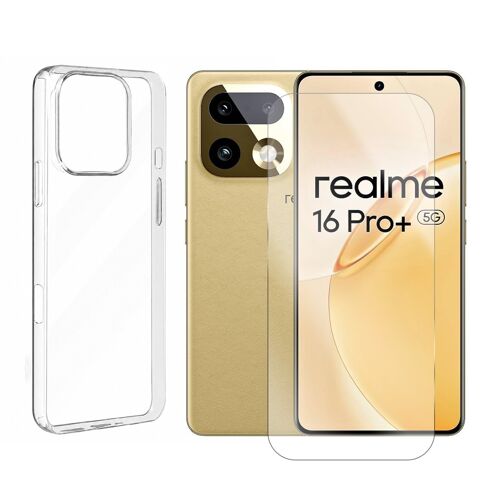 Verre trempé + Coque de protection transparente souple silicone pour Realme 16 Pro+ PLUS 5G 6,8"" RMX5131 - Visiodirect -