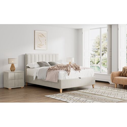 Rhodes Natural Velvet Ottoman Bed King Size