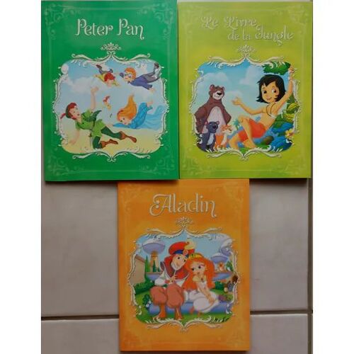 Lot 3 Livres De Conte Illustrés : Peter Pan + Le Livre De La Jungle + Aladin