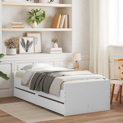 vidaXL Cadre de lit avec rangement Blanc 80 x 200 cm Bois d'ingénierie