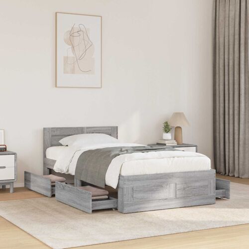 vidaXL Cadre de lit avec tête de lit Sonoma gris 80 x 200 cm