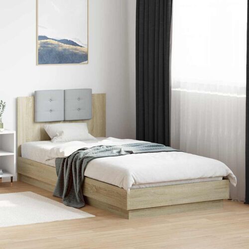 vidaXL Cadre de lit avec tête de lit Chêne Sonoma 80 x 200 cm