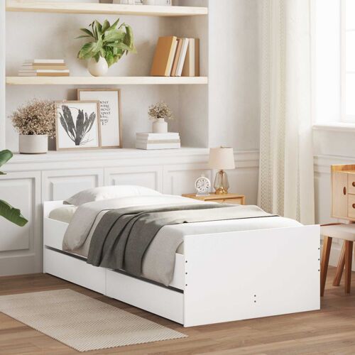 vidaXL Cadre de lit avec rangement Blanc 80 x 200 cm Bois d'ingénierie