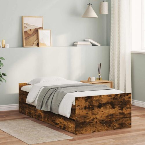 vidaXL Cadre de lit avec rangement Chêne fumé 80 x 200 cm