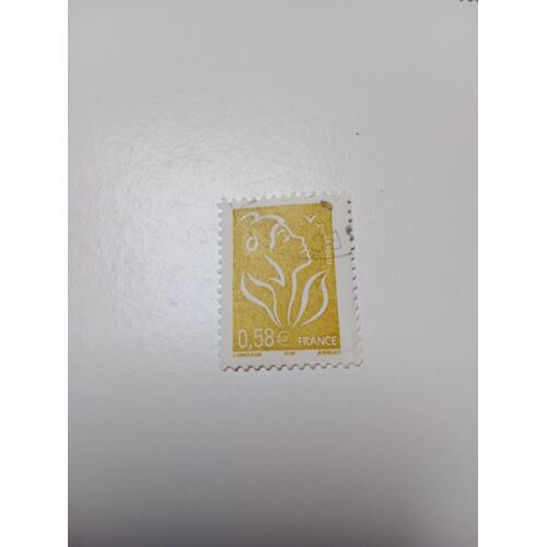 Timbre France Oblitéré 0,58 Yvert N° 3735 Type Marianne De Lamouche Jaune Olive De 2005 T