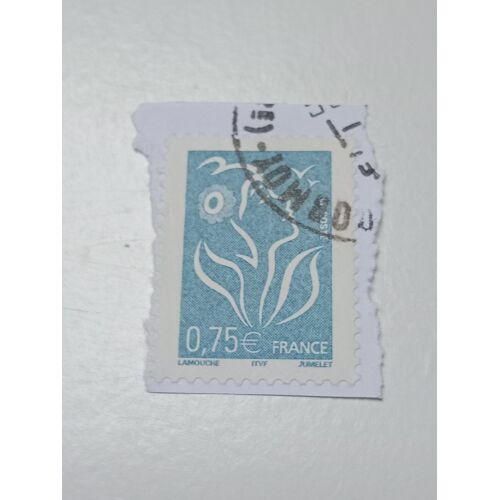 Timbre France Oblitéré 0,75 Yvert N° 3737 Type Marianne De Lamouche Bleu Ciel De 2005 T