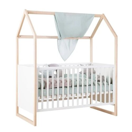 Roba Lit Cabane `Noah¿ 70 X 140 Cm ¿ Évolutif ¿ Blanc / Chêne Tristan