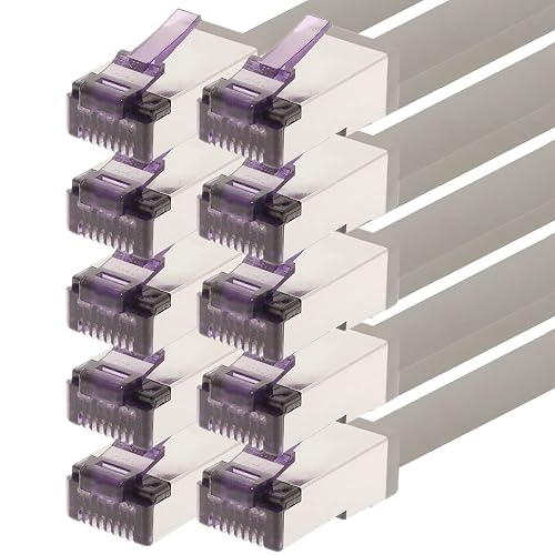 1aTTack.de - 3,0 m - Câble réseau CAT6a Superflex Ethernet Gigabit LAN RJ45 CAT6 A câble patch 10000 Mbit s SFTP PIMF 500 MHz compatible avec CAT6 CAT5 - gris - 10 pièces