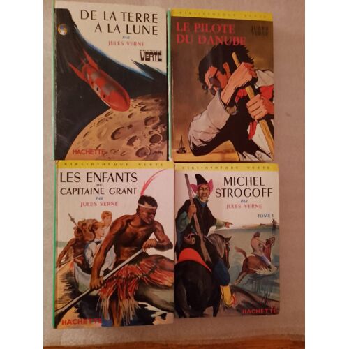 4 Livres « Édition Hachette Bibliothèque Verte » De Jules Verne