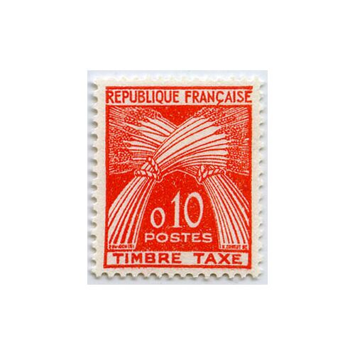 France 1960, Très Beau Timbre Taxe Neuf** Luxe Type Gerbe De Blé, Libellé "République Française Timbre Taxe", Yvert 91, 0.10f. Orange. -