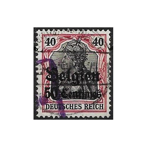 Allemagne, Occupation De La Belgique 1914, Beau Timbre Yvert 5, Type Germania Libellé "Deutsches Reich" 40pf Carmin Et Noir Surcharge "Belgien 50 Centimes", Oblitere, Tbe -