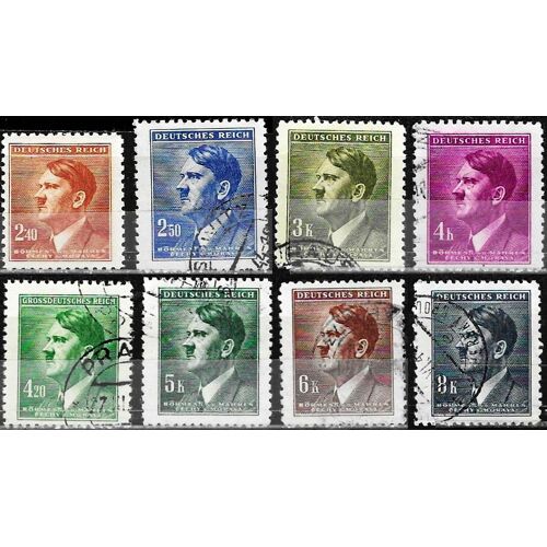 Tchécoslovaquie, Occupation Allemande 1942 À 1945, Beaux Timbres Oblitérés Yvert 88 À 94 Plus 98a, Portrait Chancelier Hitler.