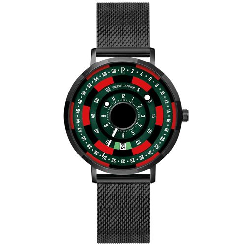 Quartz Homme Blackjack Noir Cadran Soleillé Vert Bracelet Acier Milanais Noir 18m