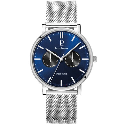 Quartz Homme Essential Argenté Cadran Soleillé Bleu Bracelet Acier Milanais Argenté 20m