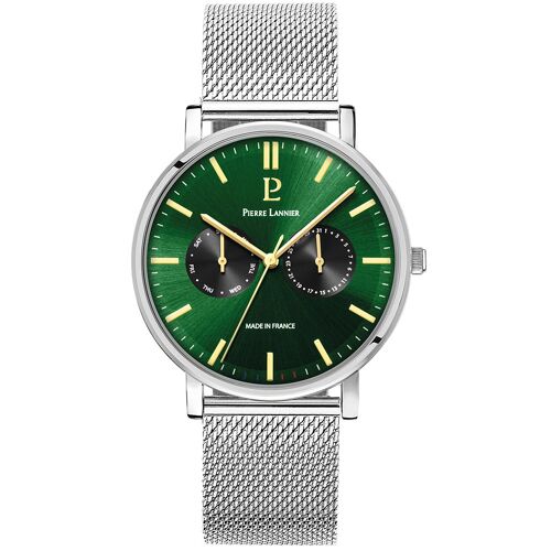 Quartz Homme Essential Argenté Cadran Soleillé Vert Bracelet Acier Milanais Argenté 20m
