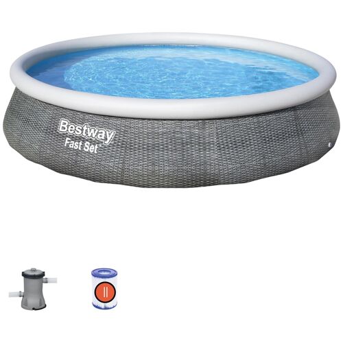 Bestway Fast Set 57376 piscine hors sol Piscine gonflable Rond 7340 L Gris