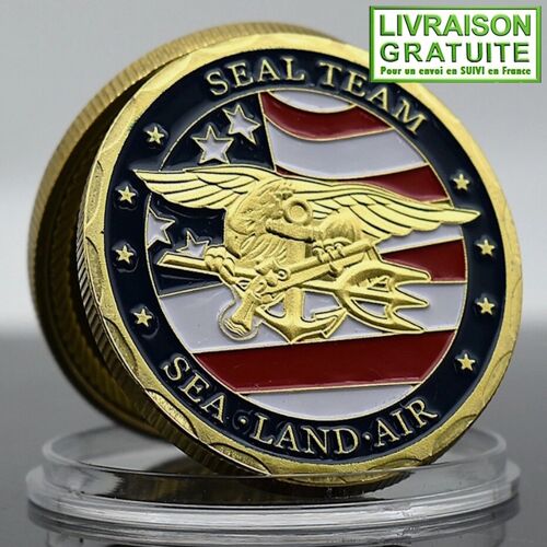 Us Navy Seals Seal Team - Pièce Médaille Commémorative Plaquée Or (Réf 1)