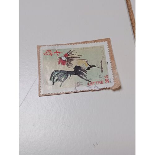 Timbre France Oblitere Lettre 20 G Yvert N° 3749 Annee Lunaire Chinoise Le Coq Stylisé De 2005 +