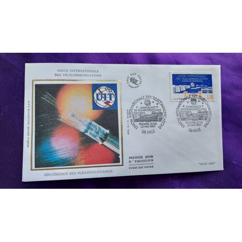 Enveloppe Premier Jour Union Internationale Des Télécommunications 06 Nice 20 Mai 1989 Illustration Soie Timbre 3.70 Fr 9.3 X 16 Cm