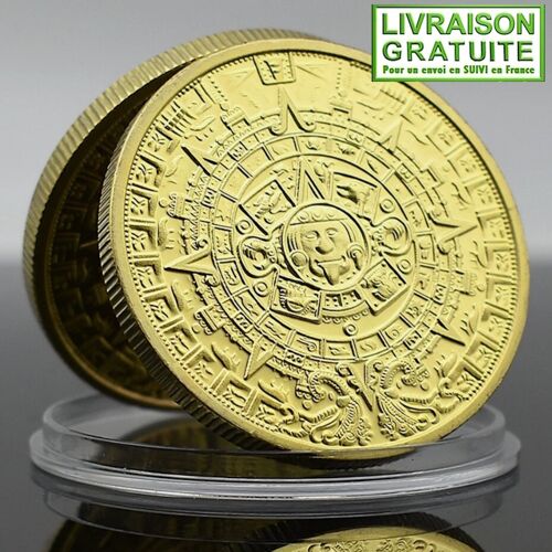 Calendrier Maya - Pièce Médaille Commémorative Plaquée Or (Réf 3)
