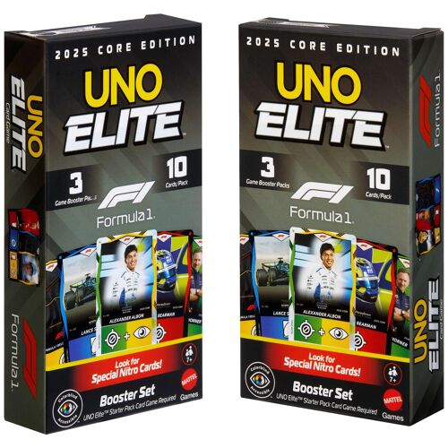 Games Mattel -Pack De 2 Coffrets Boosters Uno Élite Formule 1 Édition Standard
