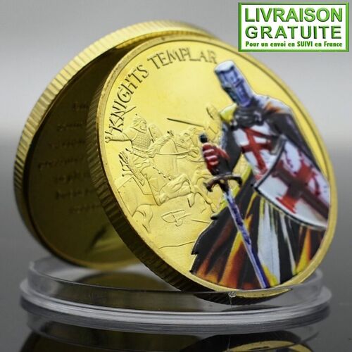 Les Templiers Chevaliers - Pièce Médaille Commémorative Plaquée Or (Réf 5b)