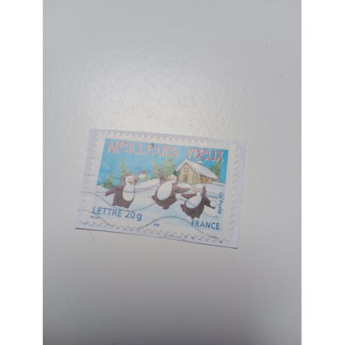 Timbre France Oblitéré Lettre 20g Yvert N° 3856 Meilleurs Voeux Manchot Avec Boule De Neige De 2005 +
