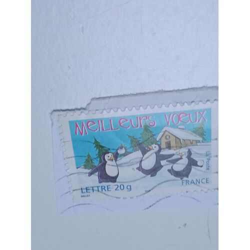 Timbre France Oblitéré Lettre 20g Yvert N° 3856 Meilleurs Voeux Manchot Avec Boule De Neige De 2005 +A