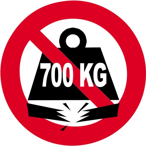 Charge Maximale 700 Kilos - 15cm - Sticker/Autocollant