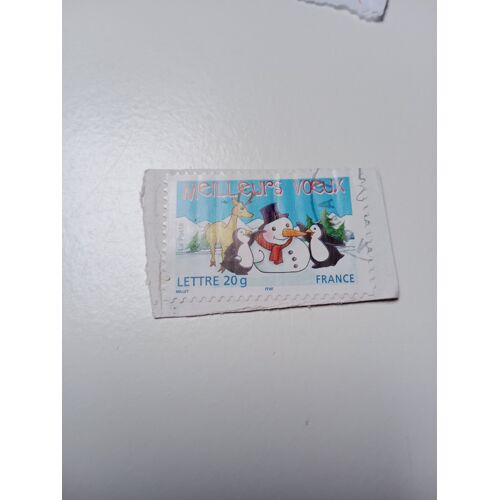 Timbre France Oblitéré Lettre 20g Yvert N° 3854 Meilleurs Voeux Manchot Renne Et Bonhomme De Neige De 2005 +